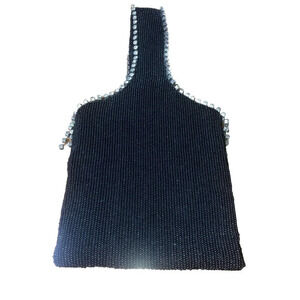 Moyna Womens Black Beaded Handles Embellished‎ Party Cocktail Evening Handbag